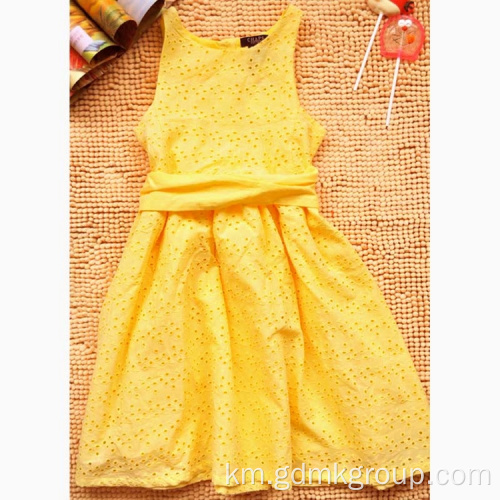 Girls New Yellow Summer Dress រ៉ូបព្រះនាងទាន់សម័យ